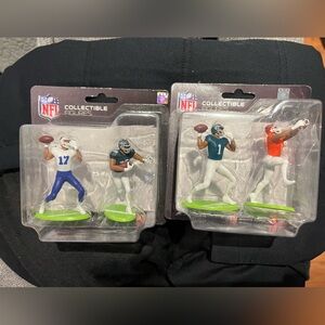 NFL Collectible Figures 2 Sets of 2 NIB Burrow Allen, Hurts, Barkley, Chase